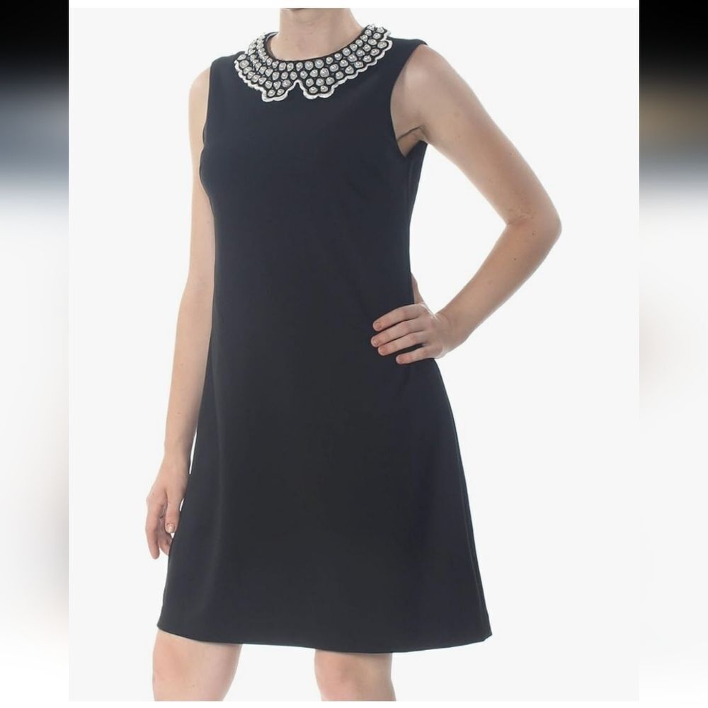 Betsey Johnson Pearl Collar Scuba Crepe Dress Sz 10
